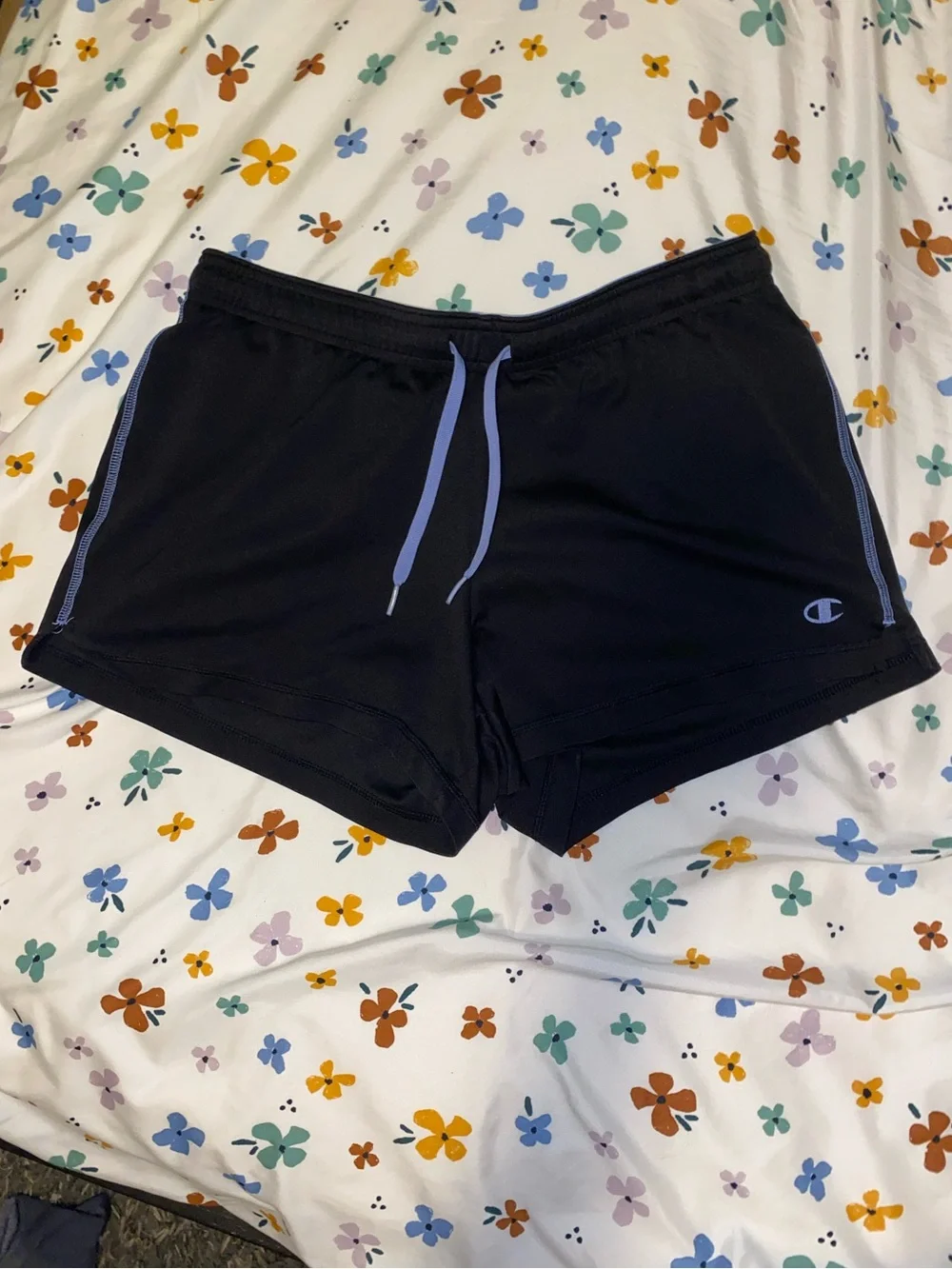 [FWP] Champion black athletic shorts with light purple / blue detailing